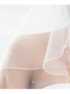 Brautschleier ,Zweistufiger Braut Schleier mit Starsssteinen und Perlen Creme/ Ivory