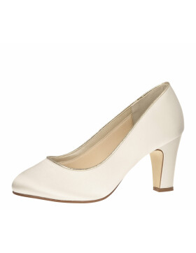 Brautschuhe Hailey Ivory Satin/ Gold Piping ( +FIT)
