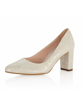 Hilarie Off-White Silver Suede (Leather)