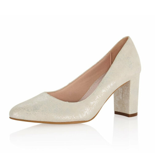 Brautschuhe Hilarie Off-White Silver Suede (Leather)