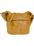 &quot; Anna &quot;Bear Design Leder Tasche Shopper Schultertasche echtes Leder Vintage Look Gelb