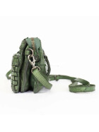Leder Damen Tasche mit RFID Schutz, Umh&auml;ngetasche, Cross Body,Leder Clutch geflochten in Used Look CL 32663 Gr&uuml;n