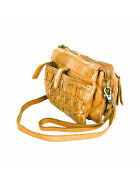 Leder Damen Tasche mit RFID Schutz, Umh&auml;ngetasche, Cross Body,Leder Clutch geflochten in Used Look CL 32663 Gelb