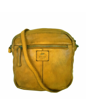 Bear Design Tasche Umh&auml;ngetasche Crossbody &quot; Robin&quot; CL35952 gewaschenes Leder in Used Look Gelb