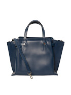 Damen Leder Henkeltasche, Leder Tasche mit Schulterriemen, Leder Schultertasche italienische Handarbeit Blau