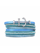 Damen Armband Wickelarmband mit Anker &amp; Strass/Perlen Magnetverschlu&szlig;, nickelfrei Blau